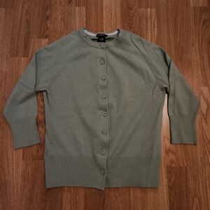 GAP 3/4 Sleeve Button Up Cotton Stretch Cardigan Green Small